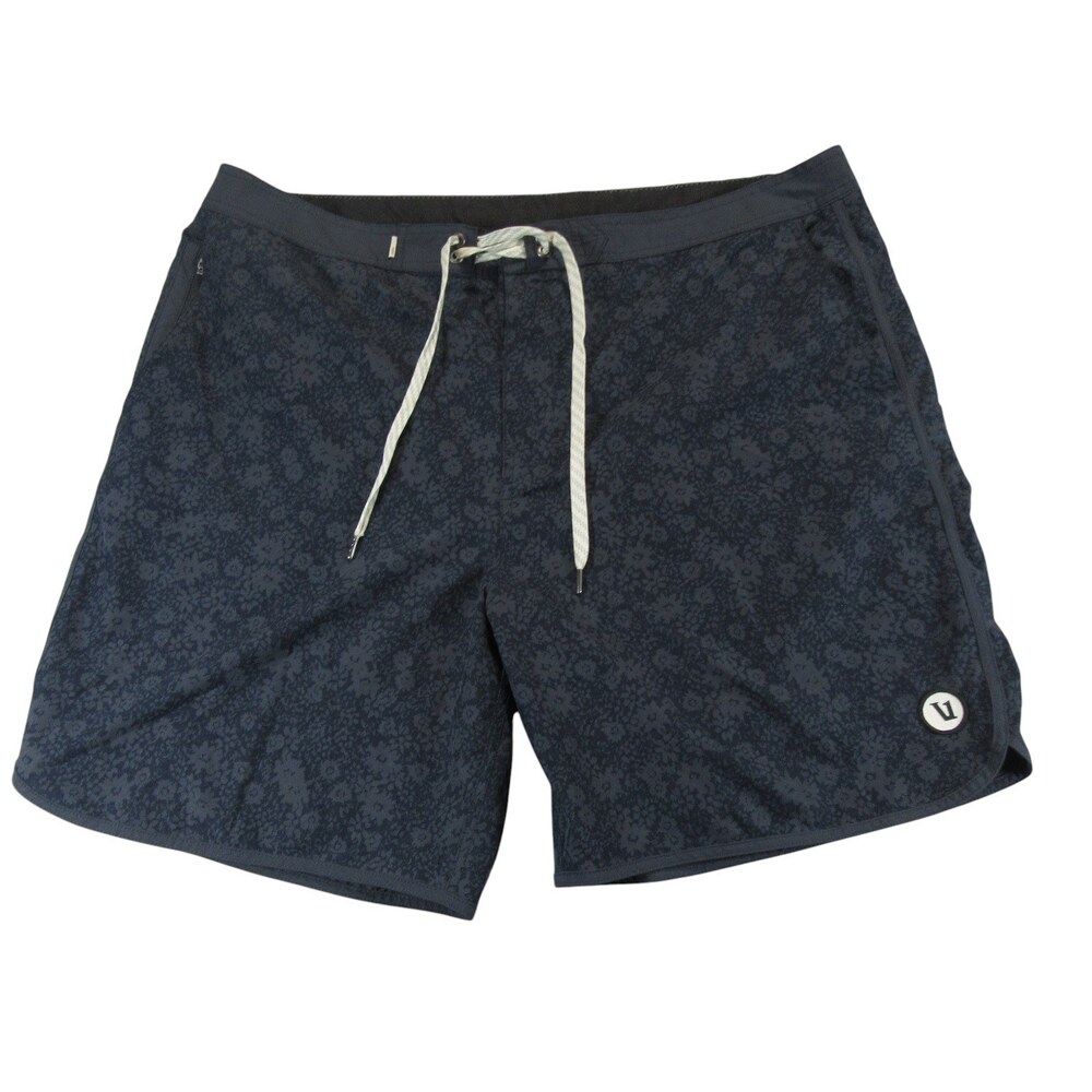 Vuori Mens Board Shorts 38 x 8 Cruise Dark Blue Floral Stretch Recycled